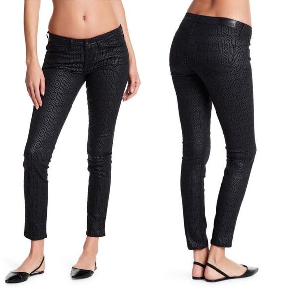 Big Star Alex Skinny Aztec Print  Jeans Coated Black 24 - Picture 1 of 9